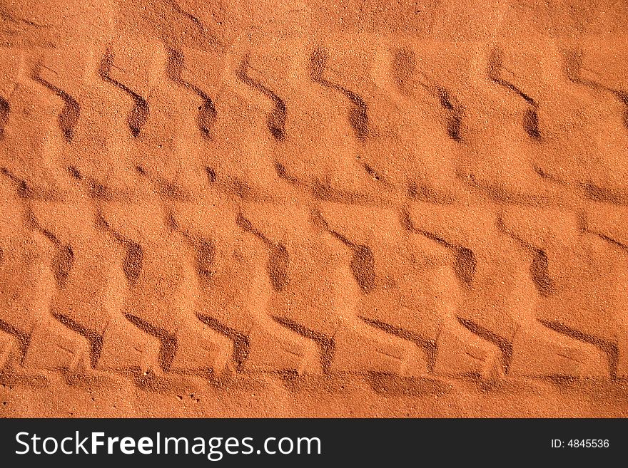 Car tracks in sand