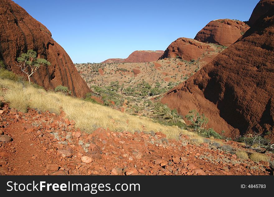 High angle view over the famous Kata Tjuta rocks. Kata Tjuta (Olgas), Northern Territory, Australia