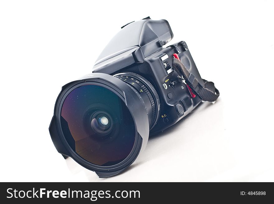 Medium format camera on white background