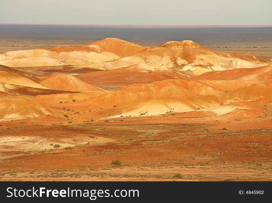 High angle view over amazing rocky landscape. The Breakaways, Coober pedy, South Australia. High angle view over amazing rocky landscape. The Breakaways, Coober pedy, South Australia