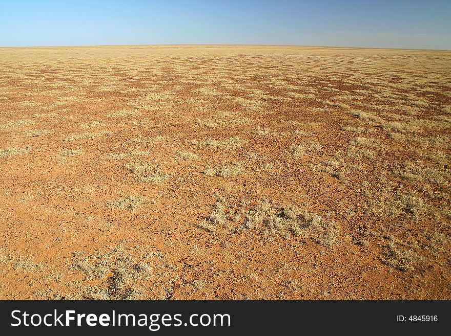 View over the barren land with horizon. Oodnadatta track, South Australia