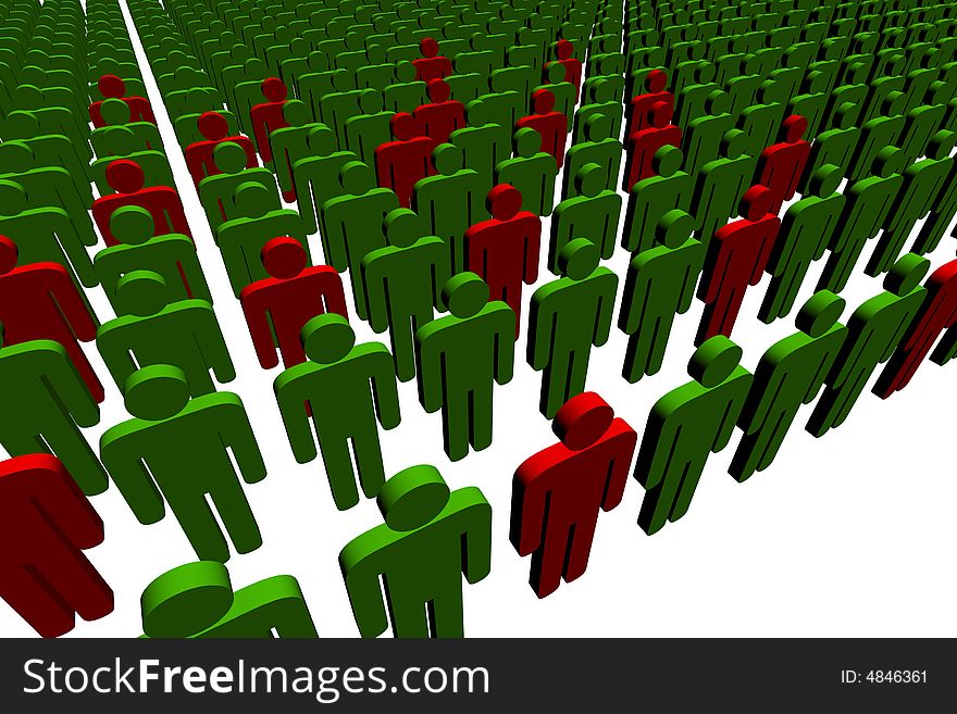 3d people - outsiders - isolated illustration - team