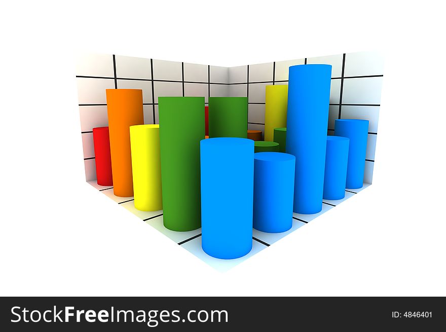 Statistics - 3d isolated multicolor diagram