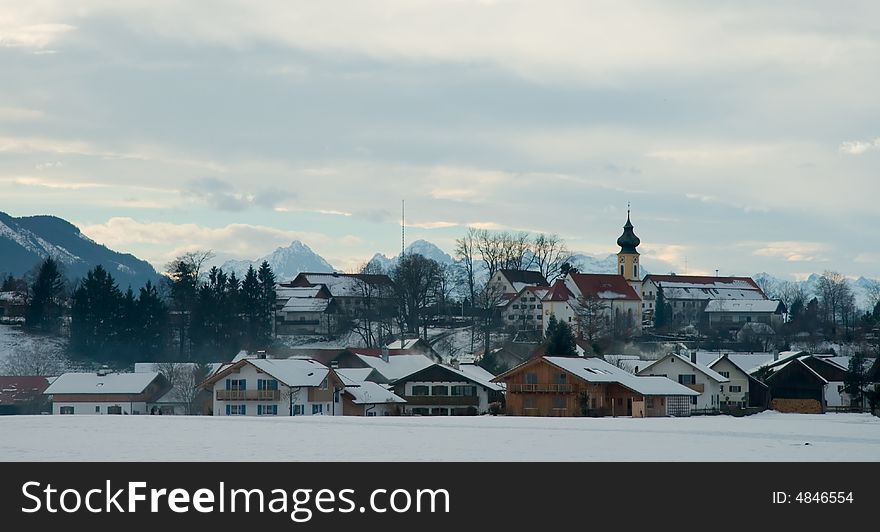 A very quaint Bavarian village in winter.