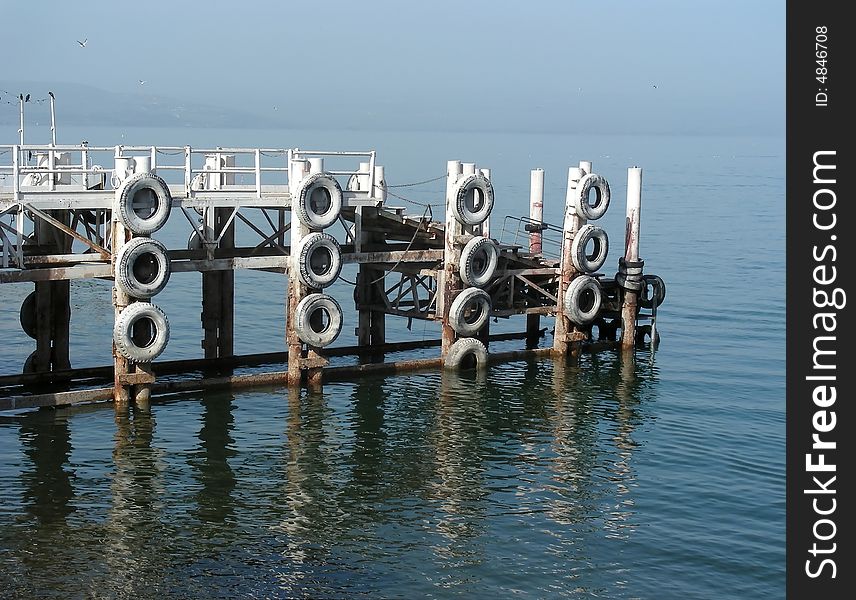 A dock in Tiberas, on the Sea of Galille, Israel. A dock in Tiberas, on the Sea of Galille, Israel.