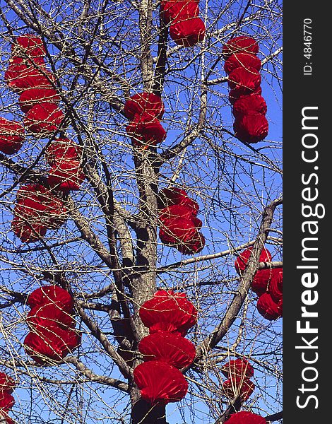 Red lanterns in the carnival, aims of shooting game