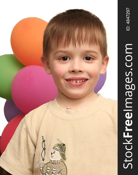 Smile Of The Lovely Boy And Balloons