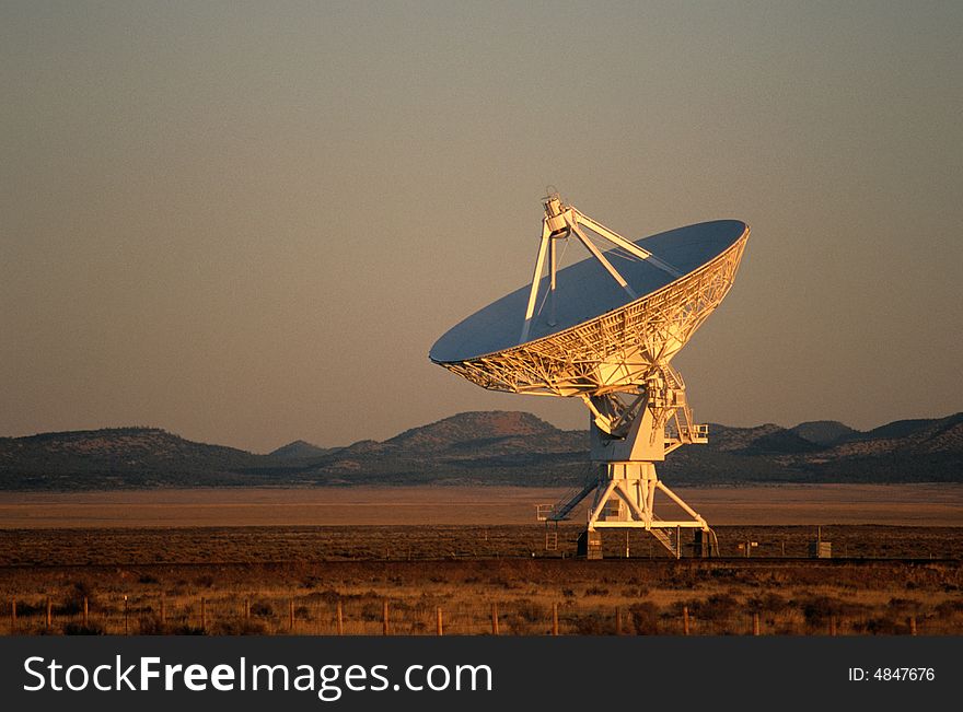 Radiolocator close-up in steppe on background upland and sunny