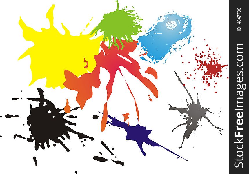 Collection of editable vector ink splashes. Collection of editable vector ink splashes