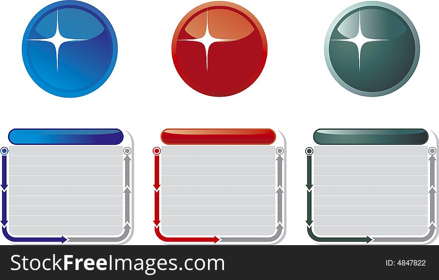 Vector color buttons and menu for internet website. Vector color buttons and menu for internet website