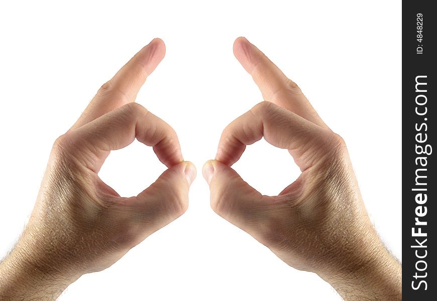 Hand fingers sign isolated on white background