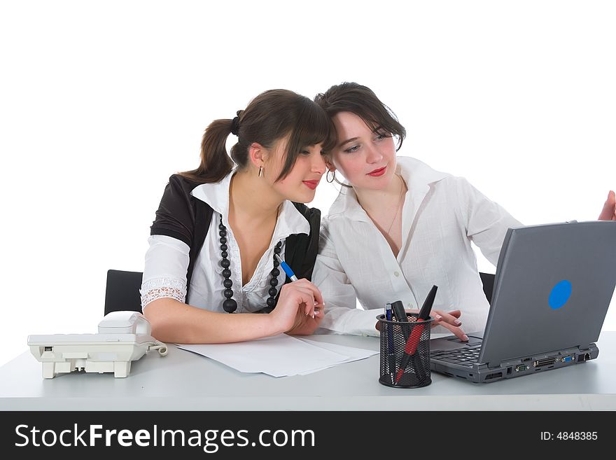 Business women working on isolated background. Business women working on isolated background