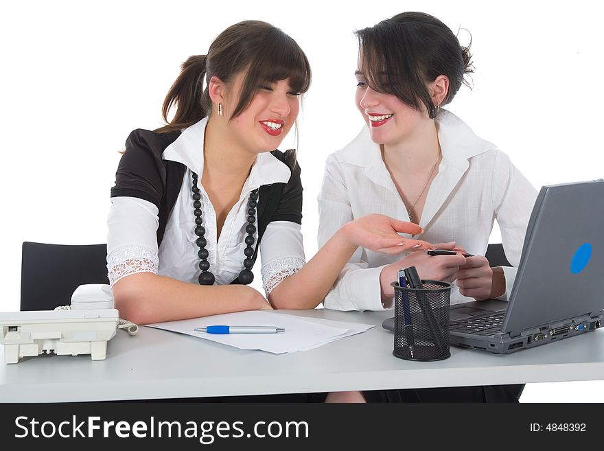 Business women  working on isolated background