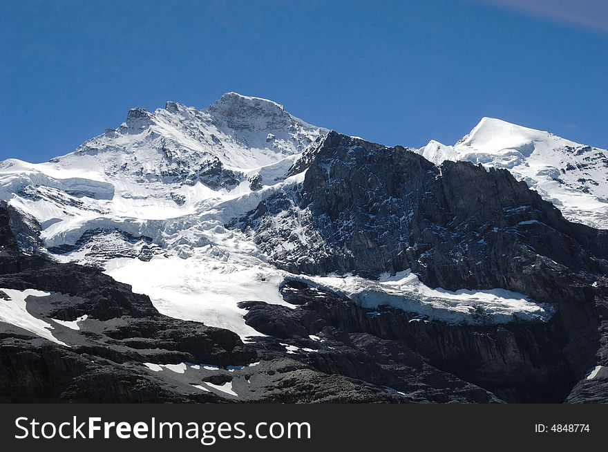Landscape of the firn Mountain in Jungfrau，Swiss Alps.