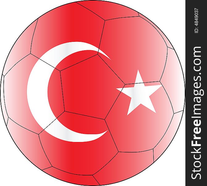 Soccer vector ball with turkey flag. Soccer vector ball with turkey flag