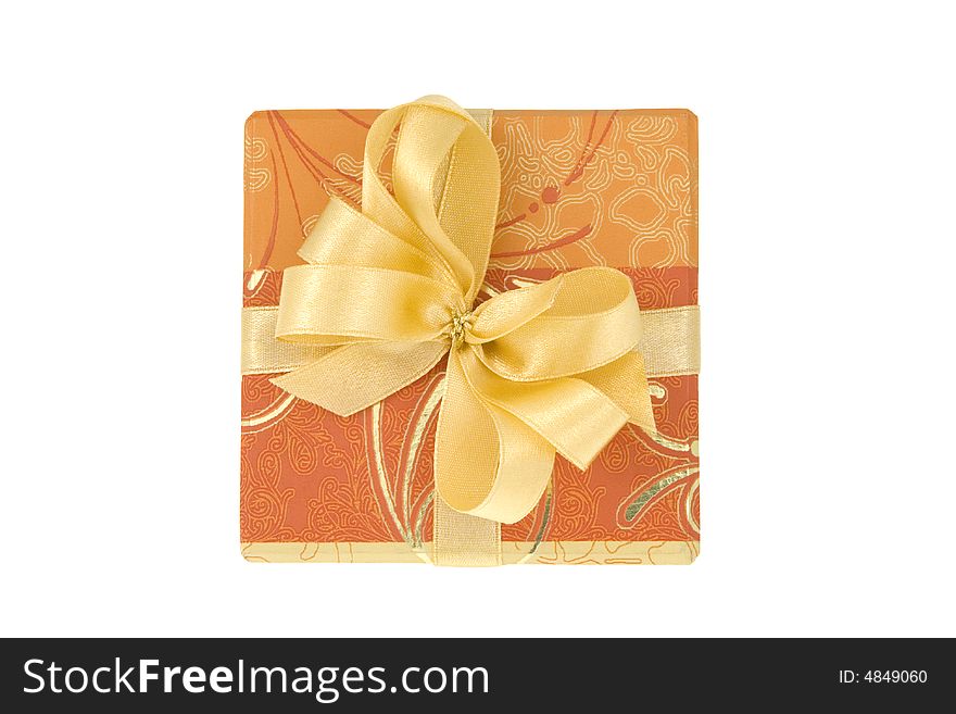 Gift box with ribbon isolated on white background