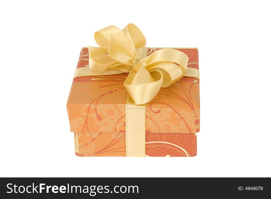 Gift box with ribbon isolated on white background