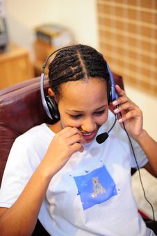 African Girl With Headset Stock Images African Girl With Headset Stock Images