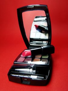 Lipstick Over Makeup Kit Stock Image Lipstick Over Makeup Kit Stock Image