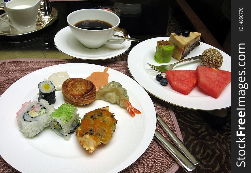 Breakfast in one of Singapore's hotels. Breakfast in one of Singapore's hotels