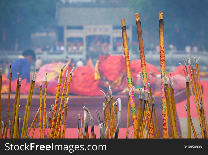 Close view to incense.
Taken in the temple of Nanhai God, Guangzhou, China. Close view to incense.
Taken in the temple of Nanhai God, Guangzhou, China.