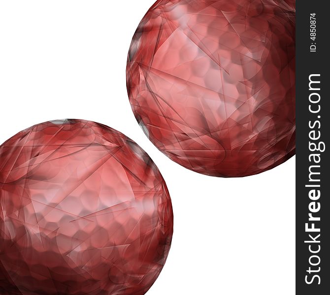 Red balls on white background with golf ball texture