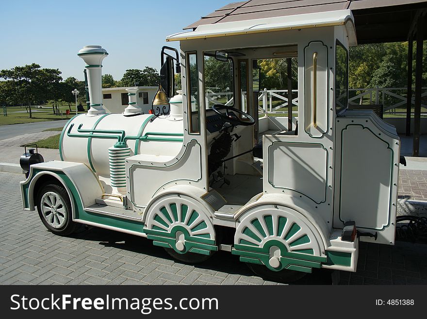 Train in a park for the visitors. Train in a park for the visitors