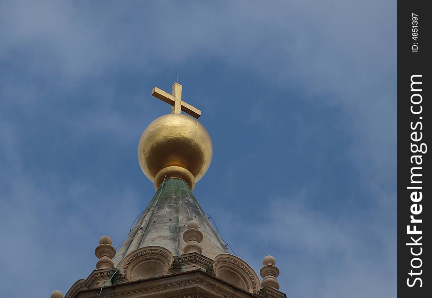 A detail of the globe at the top of the Cuple of Brunelleschi in Florence