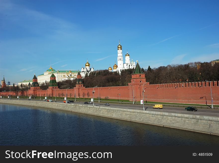 General view at Moscow Kremlin and Moskva river