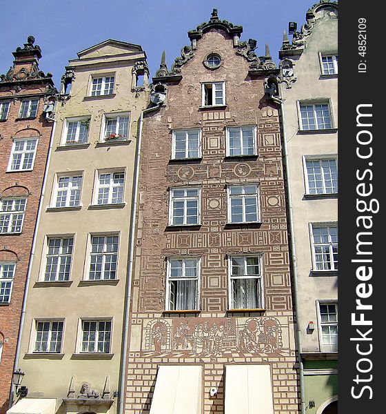 Decorated facades in Gdansk, Poland