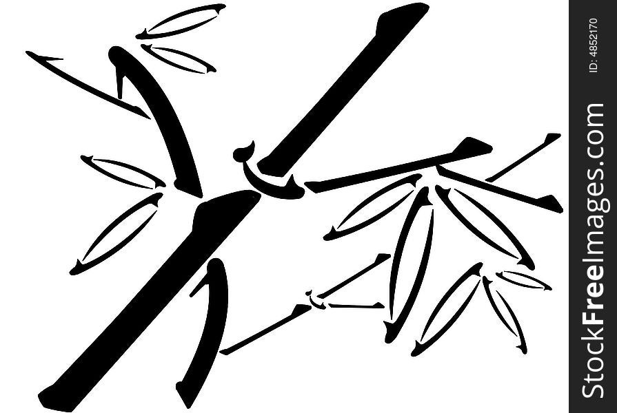 Illustration of chinese bamboo, made up by chinese characters