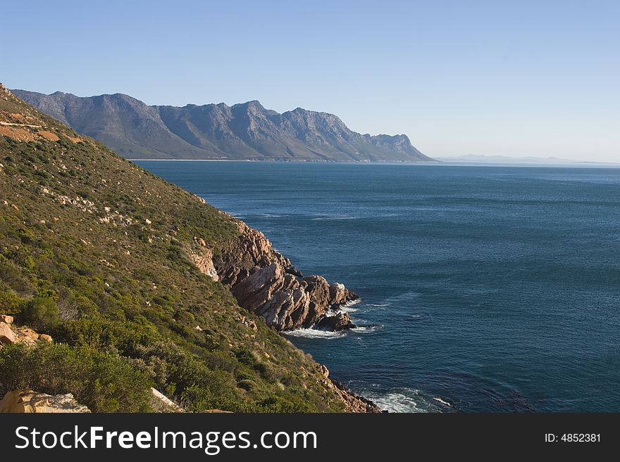 The coastline of False Bay, South Africa