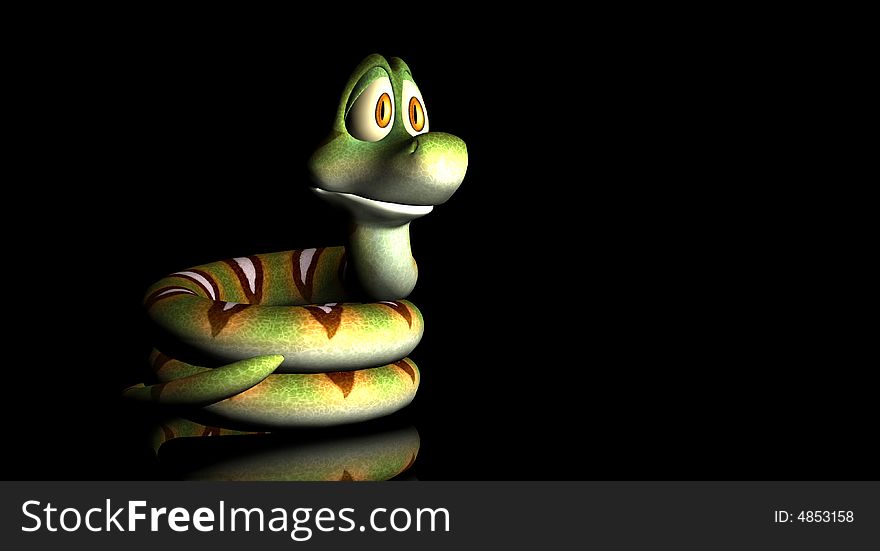 Cgi 3d render of toon snake part of collection. Cgi 3d render of toon snake part of collection