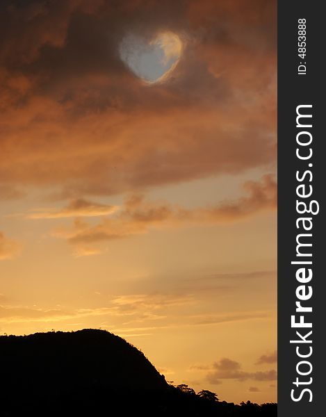 Sunset on the beach of Mahe island, Seychelles. Sunset on the beach of Mahe island, Seychelles