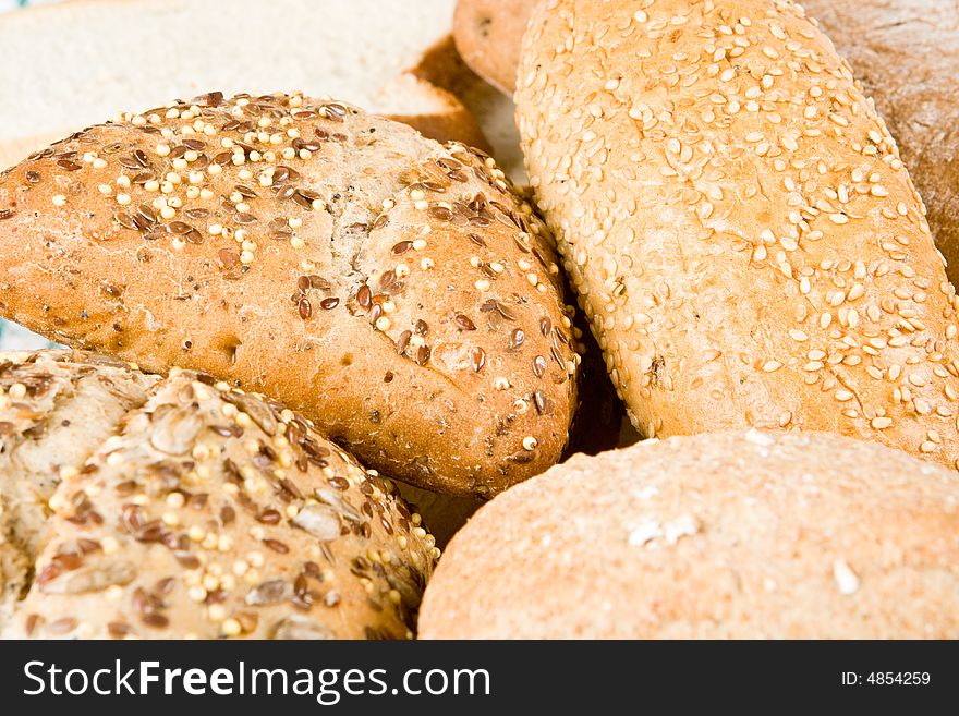 Brown bread buns piled up. Brown bread buns piled up