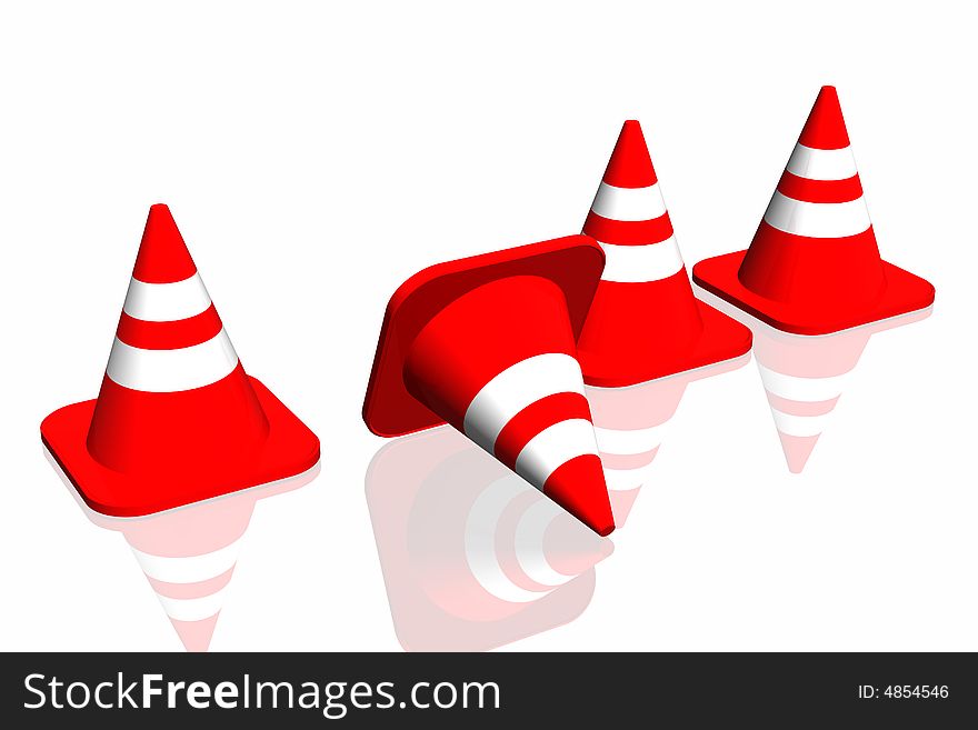 3d traffic cone isolated in white background