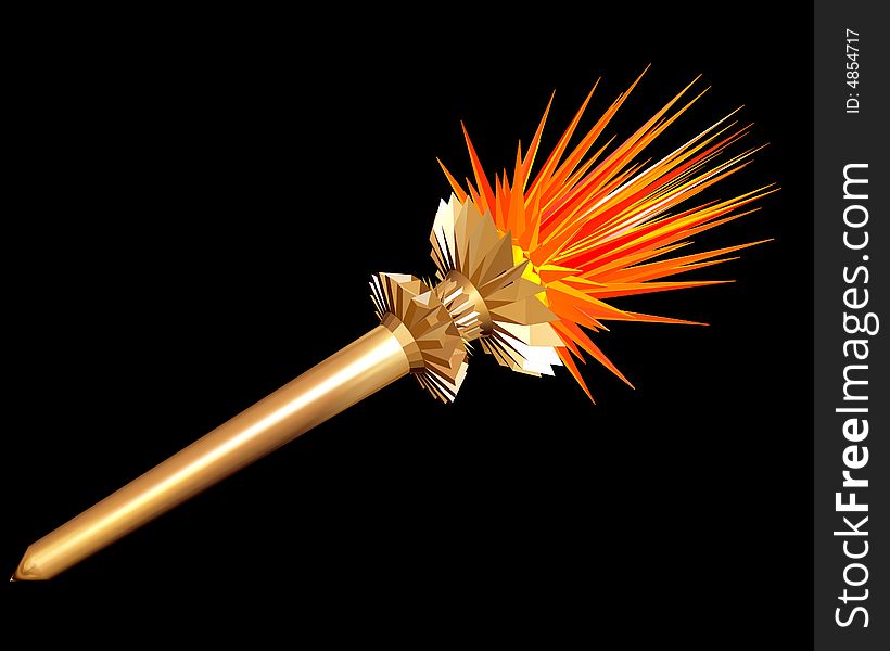 Gold Torch On A Black Background.