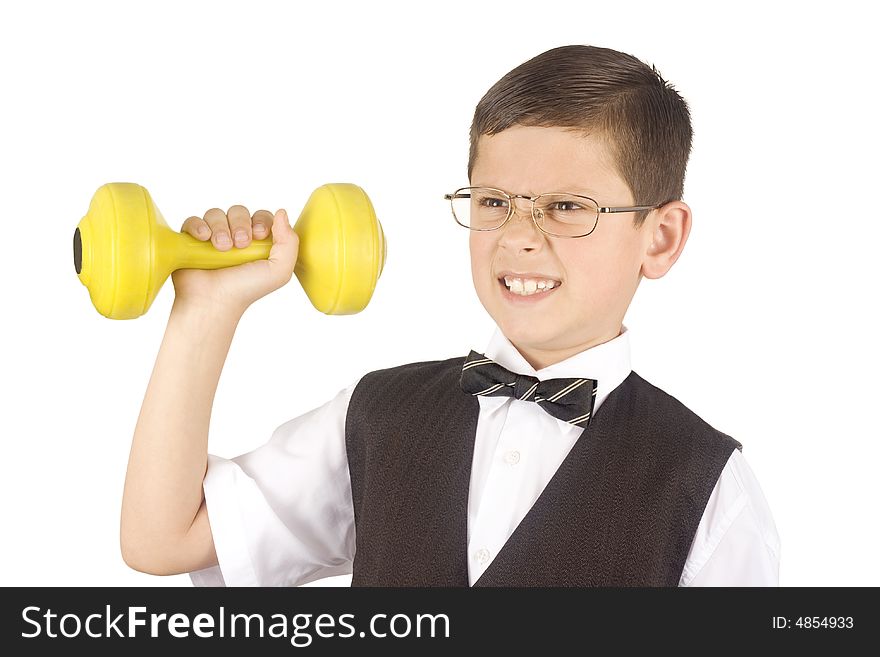Young Boy Lifting Weights