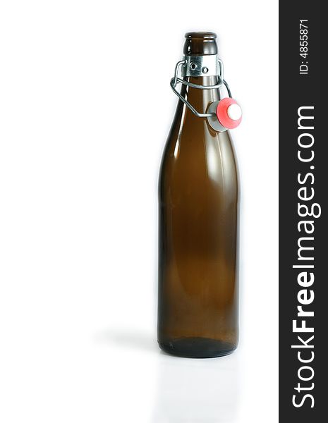 A single empty bottle over a white background
