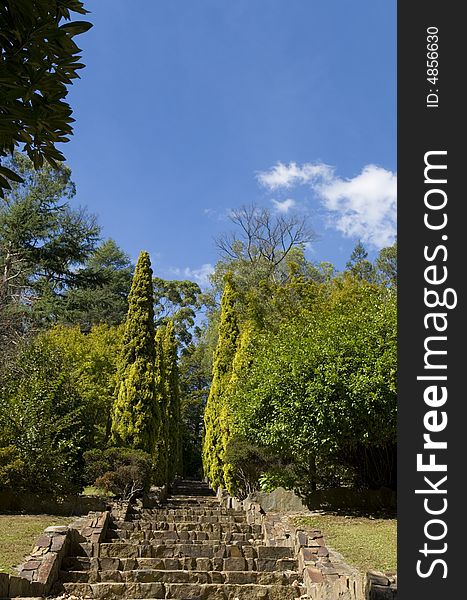 Stone Stairway In Park