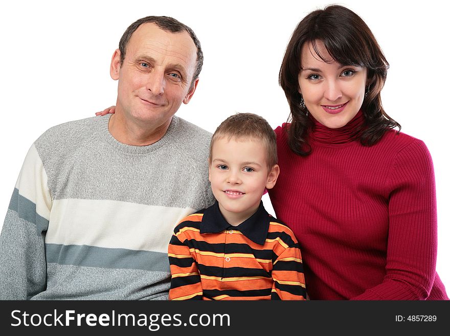 GrandFather, Mother, son  on white