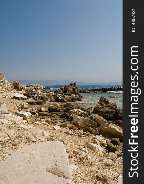 Rocky shore line of Ionian sea ner Corfu island. Rocky shore line of Ionian sea ner Corfu island