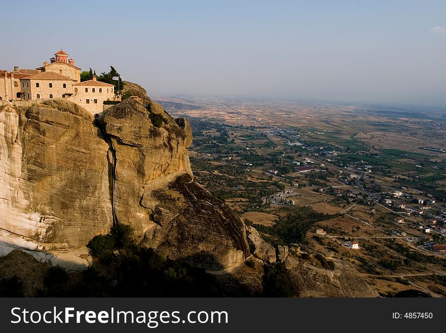 Old greek monastery church in Meteora build on high cliffs. Old greek monastery church in Meteora build on high cliffs