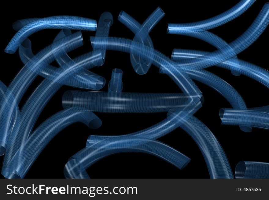 Abstract background of pipes on black background
