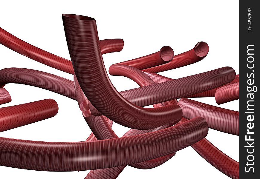 Abstract background of red pipes
