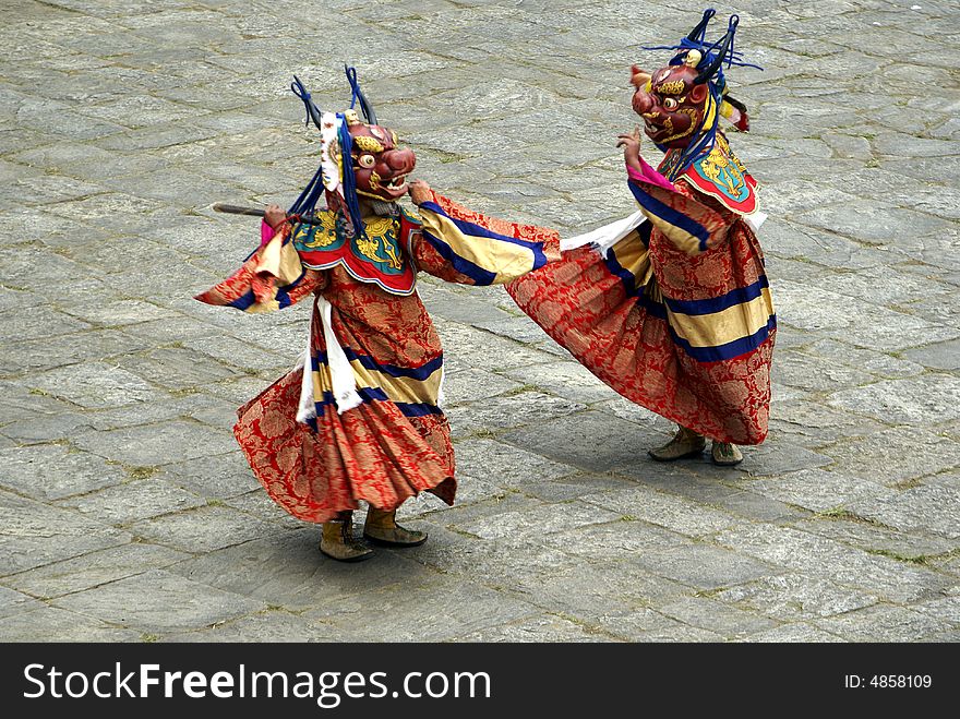 Tsechu festival dance of the death. Tsechu festival dance of the death.