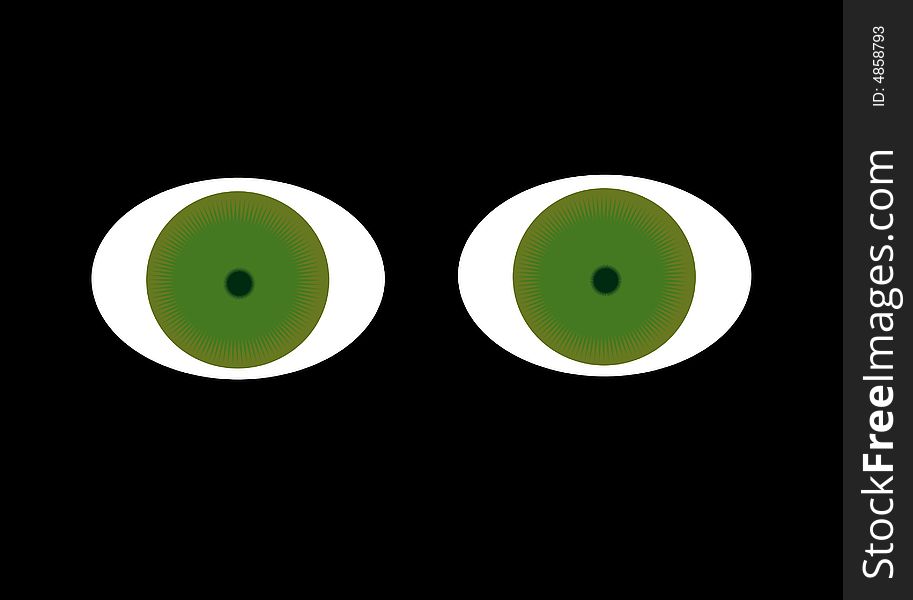 Green eyes in black background