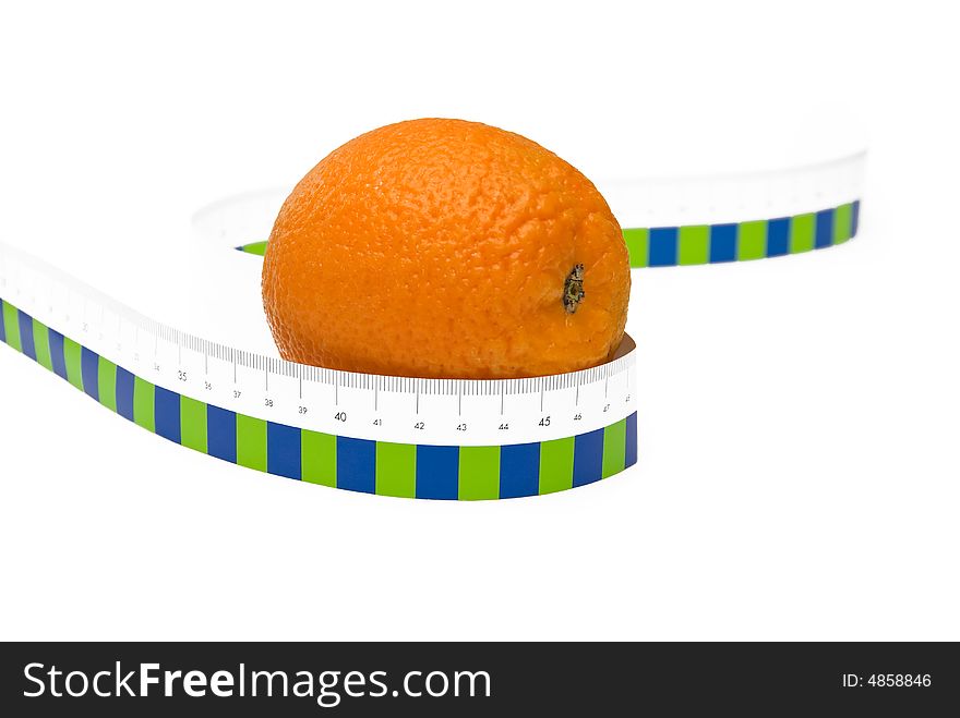 Orange and tape measure isolated