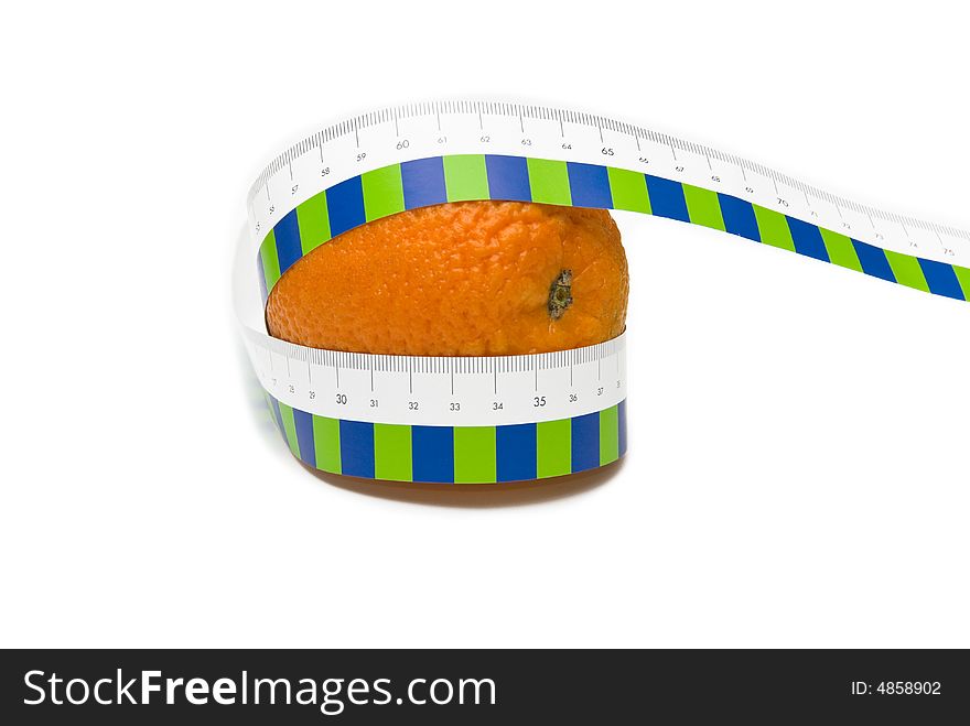 Orange and tape measure isolated