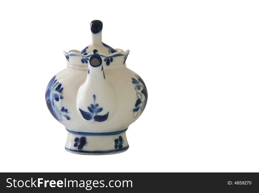 Teapot With Blue Ornaments.